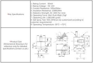 DS-1108 Detektorschalter SPST Schnappschalter zur Oberflächenmontage DC5V 10mAh