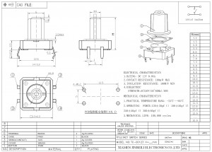 TC-00123 12,0 mm x 12,0 mm Flachschaft-Tastschalter DC 12 V 0,05 A vertikaler DIP