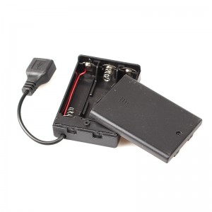 3 AA Battery Holder with USB Type A Female Connector