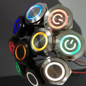 Interruptor de botão plano de iluminação de anel personalizado de 30 mm