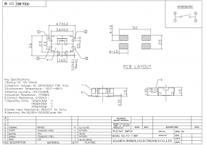 TS-1186F 4,7 × 2,9 mm Interruptor tátil de pressão lateral Montagem em superfície Asa de gaivota DC12V 0,05A