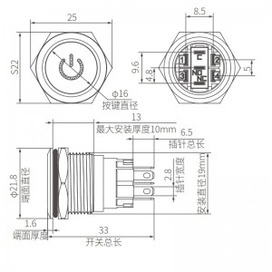 Benutzerdefinierte 19-mm-Drucktastenschalter-Verriegelung