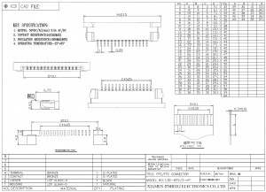 Conector FPC 20 pinos 1,0 mm Pitch Horizontal SMT Tipo ZIF Contato superior de cima para baixo Conector H2.5 FFC