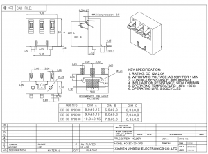 BC-30-3PD100 Conector de bateria de mola personalizado 3 posições SMD ângulo reto