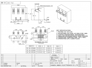 BC-30-3PD900 Conector de bateria de mola personalizado 3 posições SMD ângulo reto
