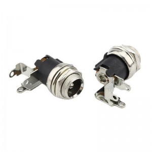 DC-025TM Panel Mount Bulkhead DC Power Jack THT Hole Right Angle