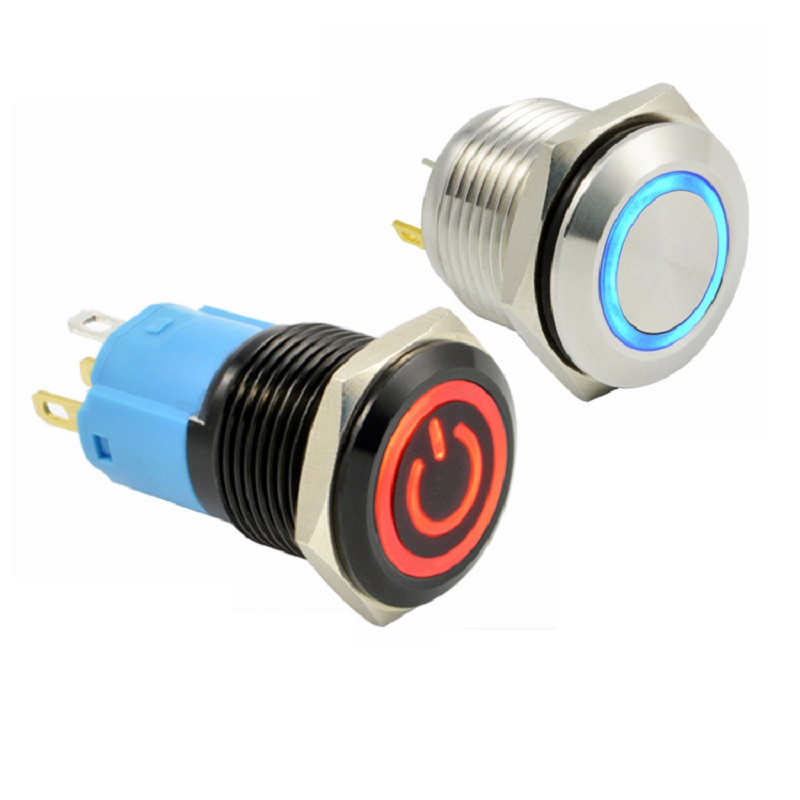 JINBEILI PLM16-13Z-PR2-A6 Interruptor de membrana de botão de pressão pequeno de metal SPST OD16mm com trava ou sem trava com LED