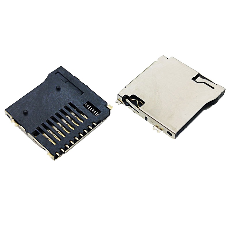 Micro SD Push Type Soldagem externa SMT T-flash Resistência a alta temperatura Conector de soquete de cartão SD Conector de cartão 9P H1.8