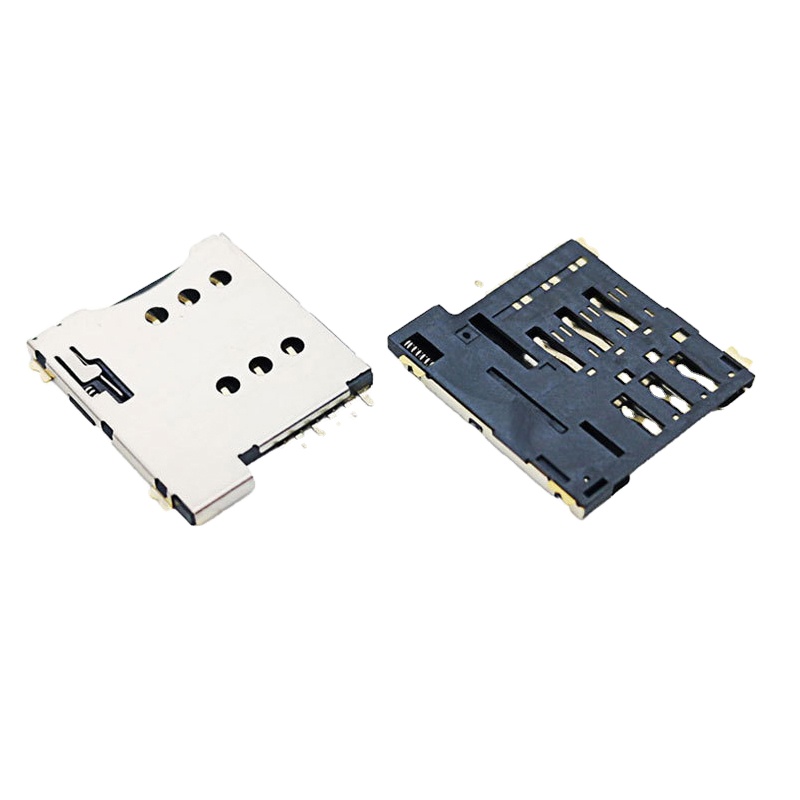 Micro-SIM-Anschluss Push-Pin-6-Pin-Micro-SIM-Kartenbuchse H1.35 SMT-Typ doppelt verwendeter SIM-Kartenanschluss