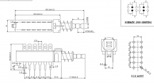 ПБС-42Х01Л-Ф18 кнопочный переключатель 4ПДТ через прямоугольное отверстие