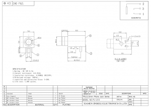 PJ-210 Audiobuchse 2,5 mm DIP Rechtwinkliger 3-Pin-Stereobuchse MJ1-2503A