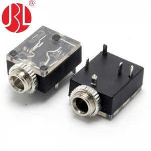 Stereo Jack 3.5mm 3Pin 5Pin DIP Right Angle DC12V 1A Audio Jack with Thread PJ-324M