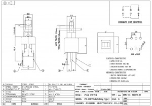 PB-22E70 Кнопочный переключатель с фиксацией 7x7 мм DPDT через отверстие