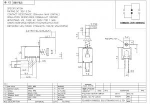PS-22F25 Drucktastenschalter für Schalttafeleinbau, rastend, kurzzeitiges DIP, Durchgangsloch, horizontal