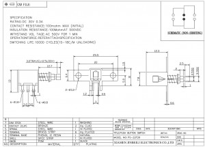 PS-22F26 Горизонтальный кнопочный переключатель для монтажа на панель, наконечник для пайки, сквозное отверстие, DIP, прямой угол, DC30V 0,3A