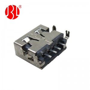 Reverse USB Type A 2.0 Female Connector Mid Mount SMT