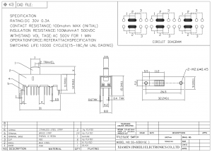 SS-63D01 6P3T Interruptor deslizante DIP através do orifício PC horizontal