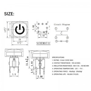 TD01-3012 Custom Illuminated Tactile Switch Through Hole
