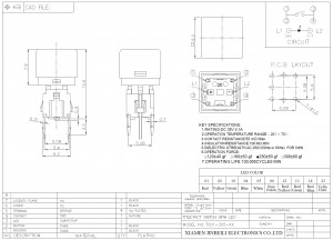 TD01-305L Interruptor tátil DIP LED SMT personalizado de 6 × 6 mm com tampa quadrada Fabricante Distribuidor