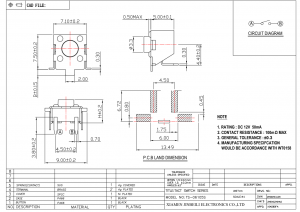 TS-06105S 7,1 × 6,35 mm Interruptor tátil de acionamento lateral SMD através do orifício DC12V 0,05A