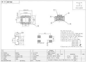 Interruptor tátil TS-1185MS 4,6 × 3,0 mm SMT