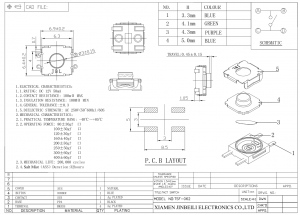 TS-062A IP67 Étanche Tactile Commutateur 6.2×6.2mm Surface Mount Gull Wing DC12V 0.05A