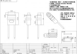 Conector USB tipo C para montagem em painel USB-20C-F-06F03L