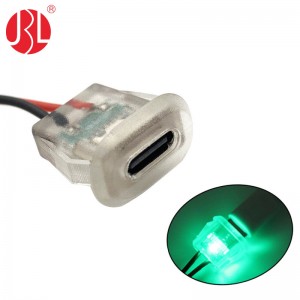 USB-20C-F-06F12L-T Transparent Snap In Panel Mount USB Type C Jack with LED Indicator