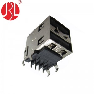 USB-2A-RK11B-D 2 Port Stacked USB 2.0 Type A Jack Through Hole RA