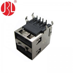 USB-2A-RK11B-D 2 Port Stacked USB 2.0 Type A Jack Through Hole RA