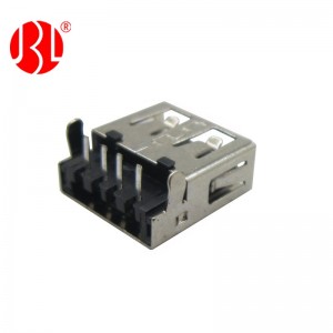 USB Type A 2.0 Female Connector Mid Mount DIP Right Angle