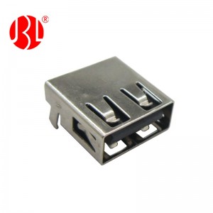 Connecteur femelle USB Type A 2.0 à mi-montage DIP à angle droit
