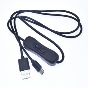 Benutzerdefiniertes USB 2.0-Kabel vom Typ A-Stecker auf USB-Typ-C-Stecker mit Ein-Aus-Schalter