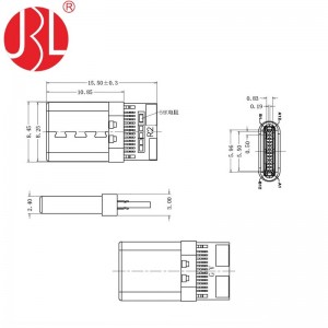 Kundenspezifischer USB-Typ-C-Stecker mit Kabelmontage, 24 Positionen, mit Leiterplattenbestückung