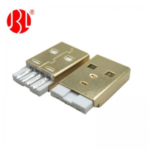 Plugue USB 2.0 tipo A folheado a ouro para pendurar livremente