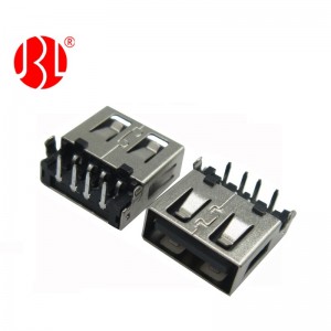 Reverse Mount USB 2.0 Type A Receptacle Offset DIP Right Angle